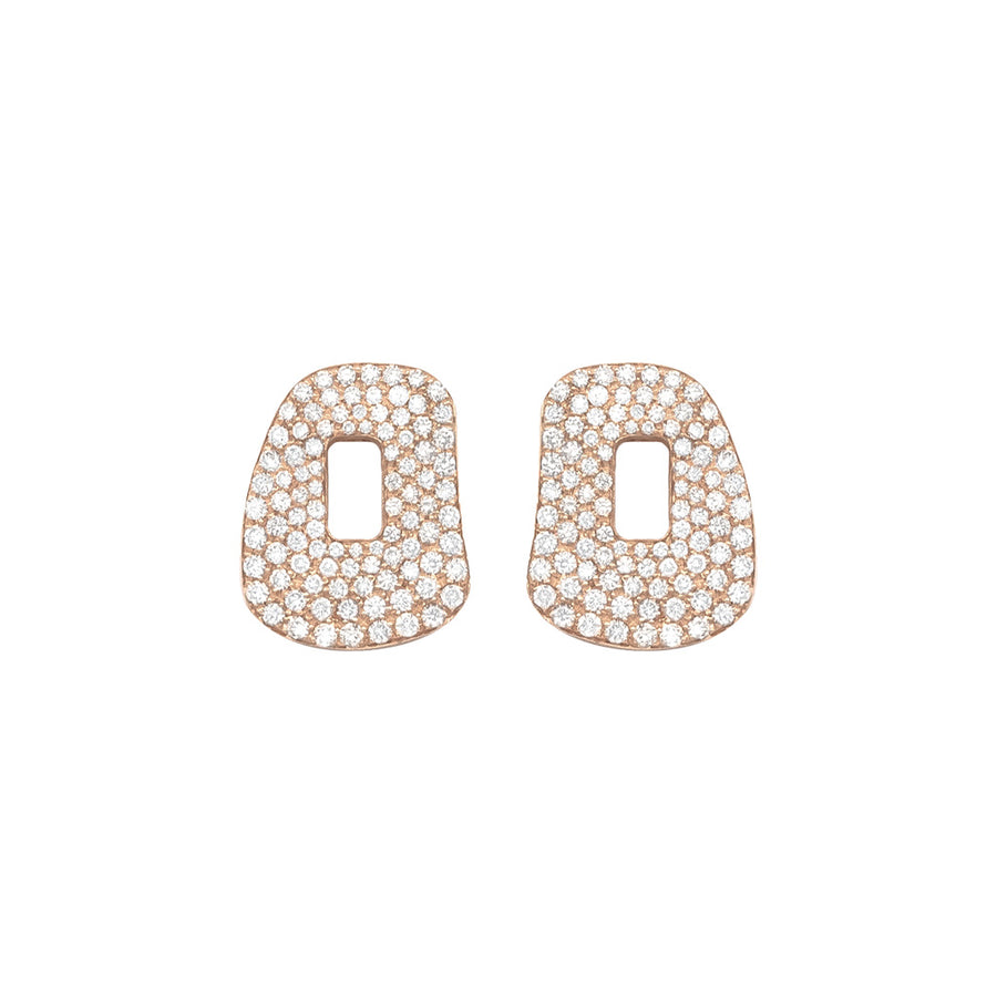 One pair of Puzzle element 18k rose gold and brown diamonds pavè