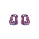 One pair of Puzzle element 18k rose gold, white diamonds, pink and blue sapphires