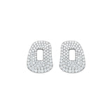 One pair of Puzzle element 18k white gold and white diamonds pavè